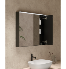 Зеркальный шкаф, Globo, Mirror cabinet, шгв 800*140*700, цвет корпуса-черный матовый