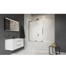 Шторка на ванну, Radaway, Furo SL PND II, шв 638*1500, петли-справа, цвет фурнитуры-черный, цвет стекла-прозрачный, Easy Clean