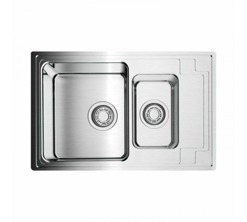 Мойка, OMOIKIRI, Mizu, шгв 780*480*210, отверстия для смесителя-отсутствуют, чаши-2, цвет-нержавеющая сталь