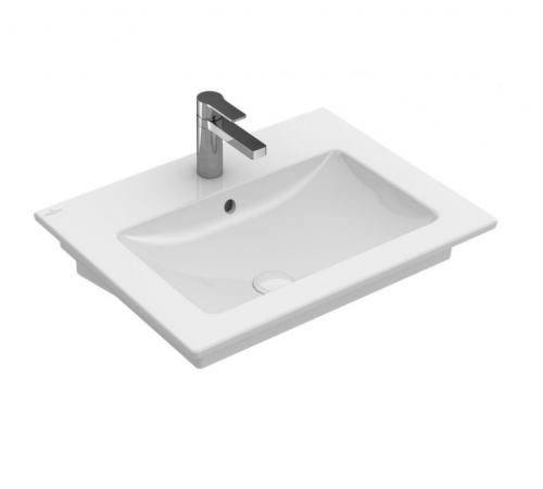 Раковина, Villeroy&Boch, Venticello, шгв 600*500*120, отверстия для смесителя-1 сквозное, 2 промаркированных, CeramicPlus, цвет-камень белый (Ston