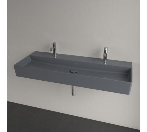 Раковина, Villeroy&Boch, Memento 2.0, шгв 1200*470*135, отверстия для смесителя-2, CeramicPlus, цвет-Graphite