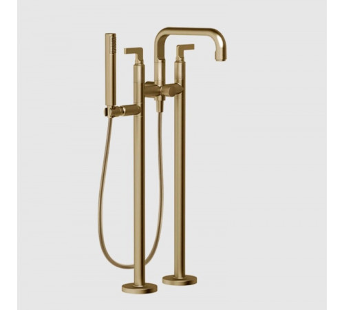 Смеситель для ванны и душа, Gessi, Inciso, напольный, цвет-Warm Bronze Brushed PVD
