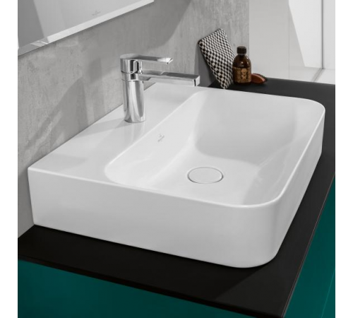 Раковина, Villeroy&Boch, Finion, шгв 600*470*105, отверстия для смесителя-1 сквозное, 2 промаркированных, CeramicPlus, цвет-камень белый