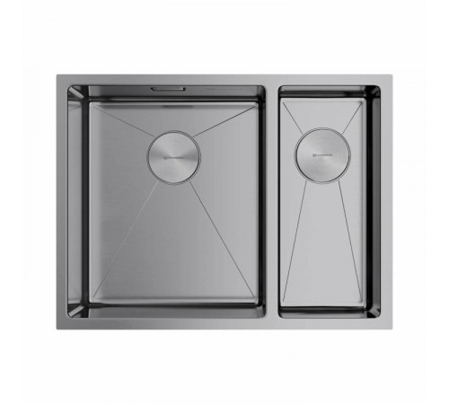 Мойка, OMOIKIRI, TAKI, шгв 585*440*200, отверстия для смесителя-отсутствуют, чаши-2, большая чаша-слева, цвет-нержавеющая сталь