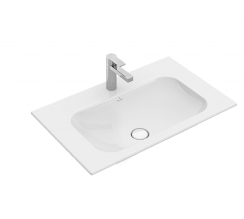 Раковина, Villeroy&Boch, Finion, шгв 800*500*100, отверстия для смесителя-1 сквозное, 2 промаркированных, CeramicPlus, цвет-альпийский белый