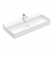 Раковина, Villeroy&Boch, Memento 2.0, шгв 1000*470*95, отверстия для смесителя-1 сквозное, 2 промаркированных, CeramicPlus, цвет-альпийский белый