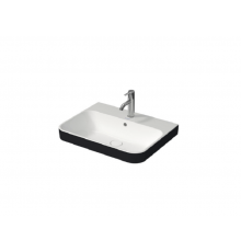 Раковина, Duravit, Happy D.2 Plus, шгв 600*460*195, отверстия для смесителя-отсутствуют, цвет-белый/антрацит матовый