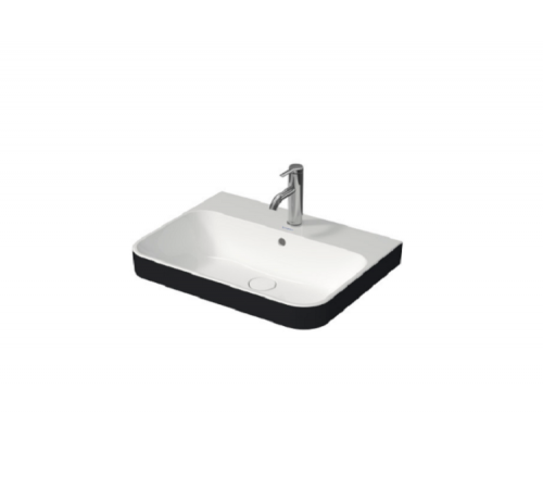 Раковина, Duravit, Happy D.2 Plus, шгв 600*460*195, отверстия для смесителя-отсутствуют, цвет-белый/антрацит матовый