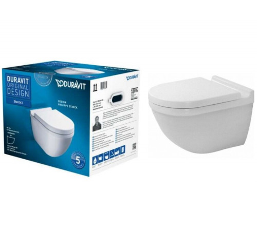 Унитаз подвесной, Duravit, Starck 3, шгв 400*560*390, цвет-белый