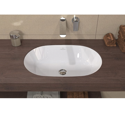 Раковина, Villeroy&Boch, Architectura, шгв 570*375*175, отверстия для смесителя-отсутствуют, CeramicPlus, цвет-альпийский белый