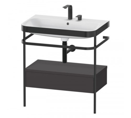 Консоль, Duravit, Happy D.2 Plus, шгв 775*490*850, с раковиной, цвет-чёрный матовый, цвет ящика-графит суперматовый
