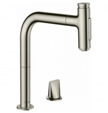 Смеситель для кухни, Hansgrohe, Metris Select M71, цвет-сталь
