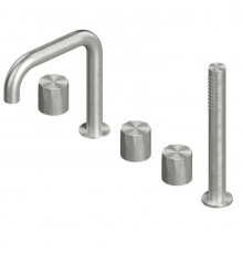 Смеситель для ванны и душа, Quadro design, HB, на борт ванны, цвет-Steel Brushed,