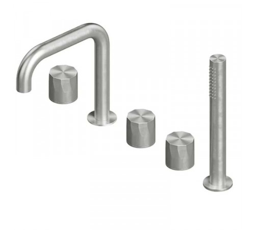 Смеситель для ванны и душа, Quadro design, HB, на борт ванны, цвет-Steel Brushed,