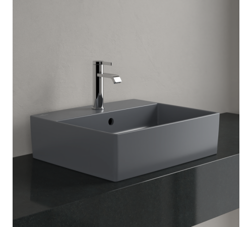Раковина, Villeroy&Boch, Memento 2.0, шгв 500*420*90, отверстия для смесителя-1 сквозное, 2 промаркированных, CeramicPlus, цвет-графит