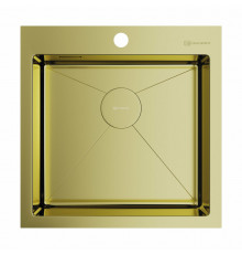 Мойка, OMOIKIRI, Akisame, шгв 510*510*200, отверстия для смесителя-1, цвет-светлое золото
