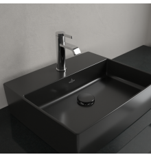 Раковина, Villeroy&Boch, Memento 2.0, шгв 500*420*90, отверстия для смесителя-1 сквозное, 2 промаркированных, CeramicPlus, цвет-Pure Black