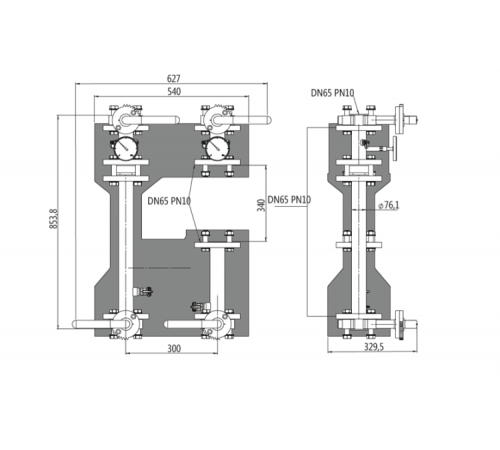 Насосная группа прямая фланцевая DN65 PN10 без насоса