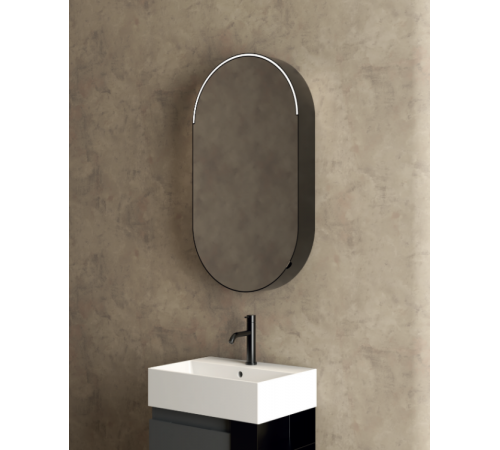 Зеркальный шкаф, Globo, Mirror cabinet, шгв 500*110*900, цвет корпуса-черный матовый