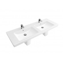 Раковина, Villeroy&Boch, Subway 2.0, шг 1300*470, отверстия для смесителя-2 сквозных, 4 промаркированных, CeramicPlus, цвет-альпийский белый