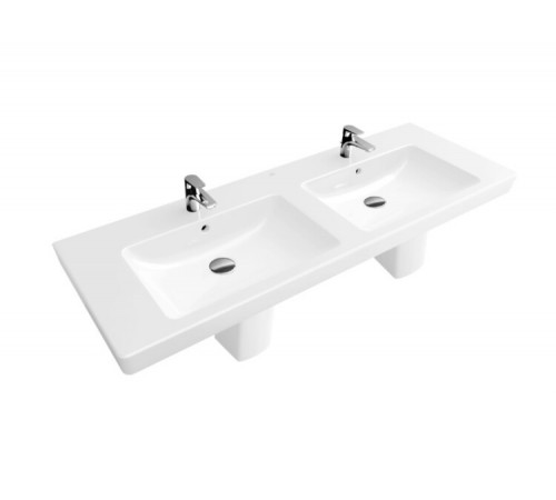 Раковина, Villeroy&Boch, Subway 2.0, шг 1300*470, отверстия для смесителя-2 сквозных, 4 промаркированных, CeramicPlus, цвет-альпийский белый