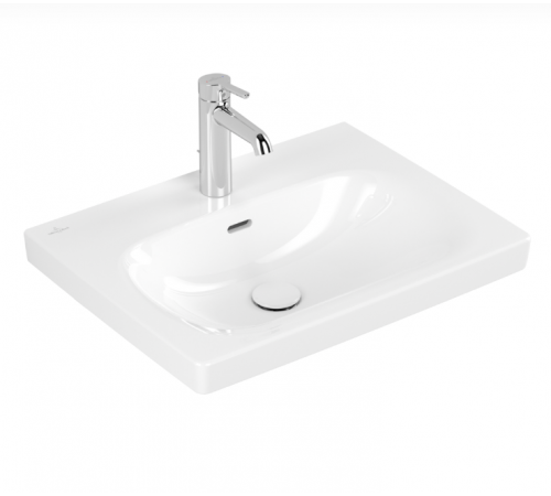 Раковина, Villeroy&Boch, Skyla, шгв 600*460*163, отверстия для смесителя-1 сквозное, 2 промаркированных, цвет-альпийский белый