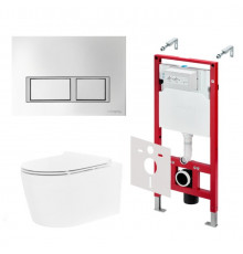 Комплект, TECE, TeceSpring Pro, подвесной, шгв 360*530*336, цвет унитаза-белый, цвет сиденья-белый, цвет клавиши-хром