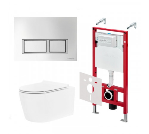 Комплект, TECE, TeceSpring Pro, подвесной, шгв 360*530*336, цвет унитаза-белый, цвет сиденья-белый, цвет клавиши-хром