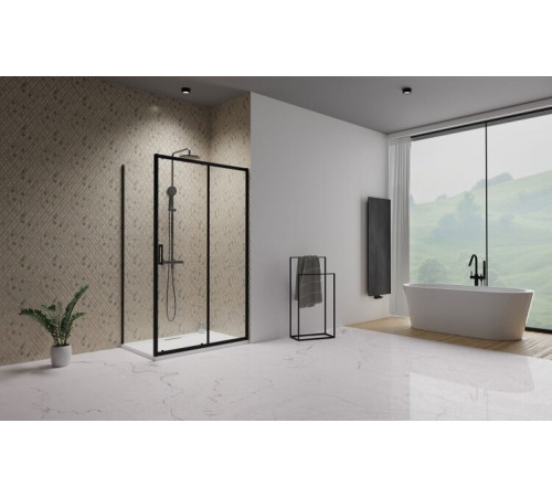Дверь, Radaway, Premium Pro KDJ, шв 1200*2000, петли-справа, черный, цвет стекла-прозрачный, Easy Clean