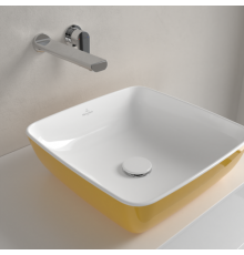 Раковина, Villeroy&Boch, Artis, шгв 410*410*130, отверстия для смесителя-отсутствуют, цвет снаружи/внутри-Indian Summer/белый