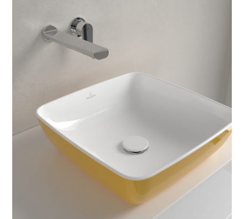 Раковина, Villeroy&Boch, Artis, шгв 410*410*130, отверстия для смесителя-отсутствуют, цвет снаружи/внутри-Indian Summer/белый