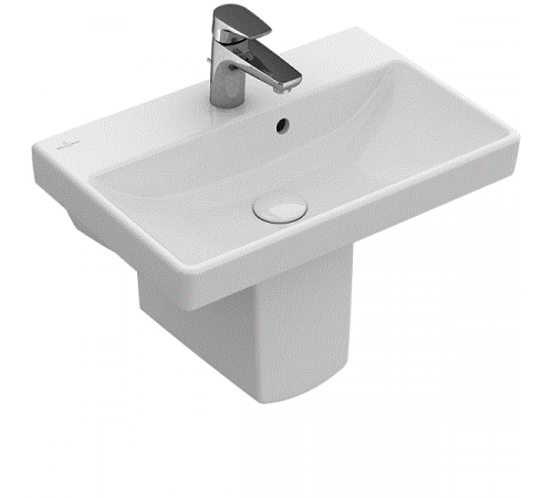 Раковина, Villeroy&Boch, Avento, шгв 550*370*105, отверстия для смесителя-1, CeramicPlus, цвет-альпийский белый