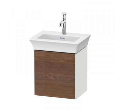 Тумба под раковину, Duravit, White Tulip, шгв 384*298*410, петли-слева, раковина-необходимо заказать, цвет-белый шелковисто-матовый/амер. орех массив дерева