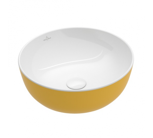 Раковина, Villeroy&Boch, Artis, шгв 430*430*130, отверстия для смесителя-отсутствуют, цвет снаружи/внутри-Indian Summer/белый