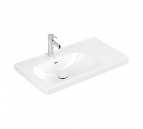 Раковина, Villeroy&Boch, Skyla, шгв 800*460*160, отверстия для смесителя-1 сквозное, 2 промаркированных, цвет-альпийский белый