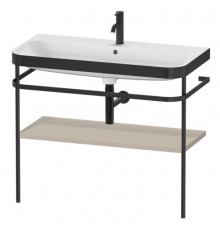 Консоль, Duravit, Happy D.2 Plus, шгв 975*490*850, с раковиной, цвет-чёрный матовый, цвет полки-серо-коричневый шелковисто-матовый