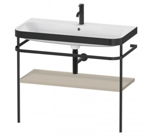 Консоль, Duravit, Happy D.2 Plus, шгв 975*490*850, с раковиной, цвет-чёрный матовый, цвет полки-серо-коричневый шелковисто-матовый
