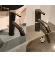 Комплект смесителей, Duravit, C.1, смеситель для биде + смеситель для раковины, цвет-черный матовый