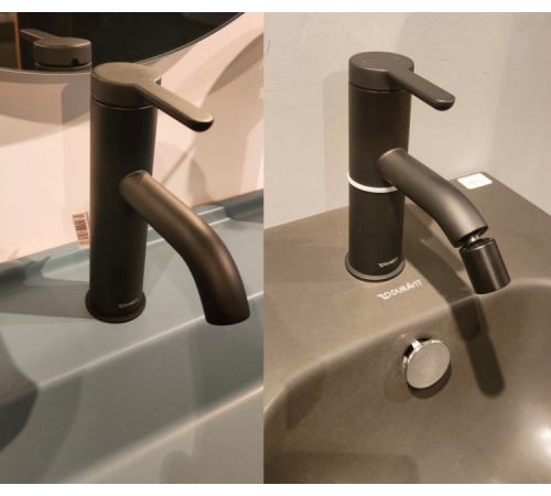 Комплект смесителей, Duravit, C.1, смеситель для биде + смеситель для раковины, цвет-черный матовый