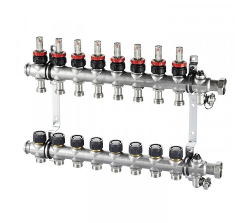 Коллектор, 1", Multidis SF 3, выход-3/4" ЕК, нержавеющая сталь, со встроенными ротаметрами 0-5 л/мин. на подаче (нов.арт. 1405353)