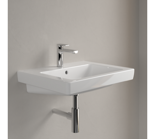 Раковина, Villeroy&Boch, Subway 2.0, шгв 600*470*150, отверстия для смесителя-1 сквозное, 2 промаркированных, цвет-альпийский белый