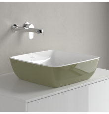 Раковина, Villeroy&Boch, Artis, шгв 410*410*130, отверстия для смесителя-отсутствуют, цвет снаружи/внутри-Sage Green/белый