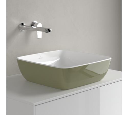 Раковина, Villeroy&Boch, Artis, шгв 410*410*130, отверстия для смесителя-отсутствуют, цвет снаружи/внутри-Sage Green/белый