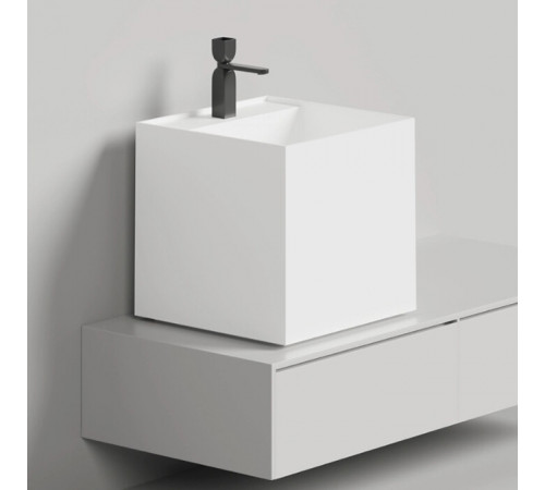 Раковина, Salini, Armonia Square Top, шгв 450*450*450, отверстия для смесителя-1, цвет-белый матовый