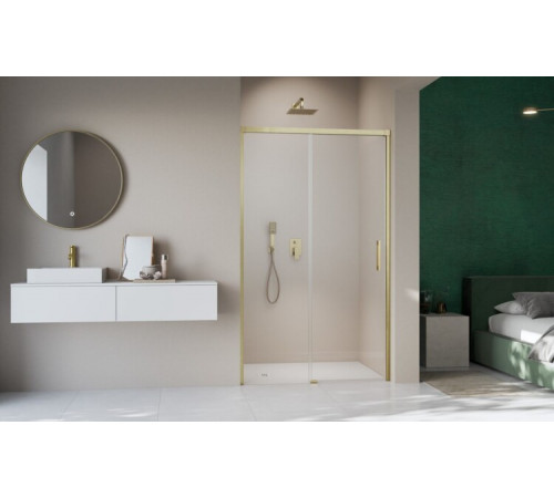 Дверь, Radaway, Idea 8 DWJ, шв 1100*2005, петли-слева, brushed gold, цвет стекла-прозрачный, Easy Clean