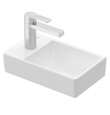 Раковина, Villeroy&Boch, Avento, шгв 360*220*90, справа, отверстия для смесителя-1, CeramicPlus, цвет-альпийский белый