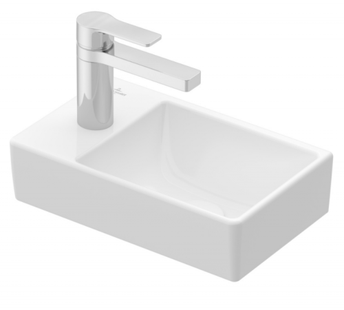 Раковина, Villeroy&Boch, Avento, шгв 360*220*90, справа, отверстия для смесителя-1, CeramicPlus, цвет-альпийский белый