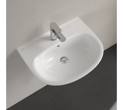 Раковина, Villeroy&Boch, O.Novo, шгв 550*440*130, отверстия для смесителя-1 сквозное, 2 промаркированных, цвет-альпийский белый