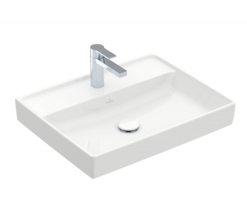 Раковина, Villeroy&Boch, Collaro, шгв 600*470*160, отверстия для смесителя-1 сквозное, 2 промаркированных, цвет-альпийский белый
