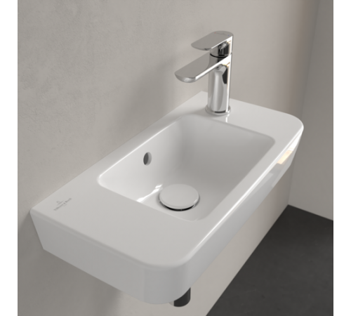 Раковина, Villeroy&Boch, O.Novo, шгв 500*250*95, отверстия для смесителя-1 сквозное, 1 промаркированное, CeramicPlus/AntiBac, цвет-альпийский белый